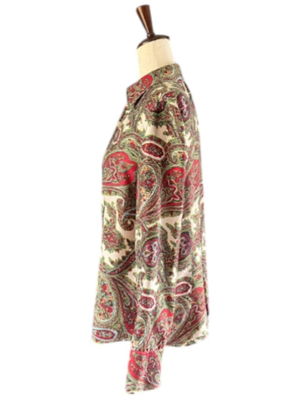 Talbots Women’s 100% Silk Blouse Paisley Print Button Front Collar V-Neck 14 EUC - Picture 10 of 16